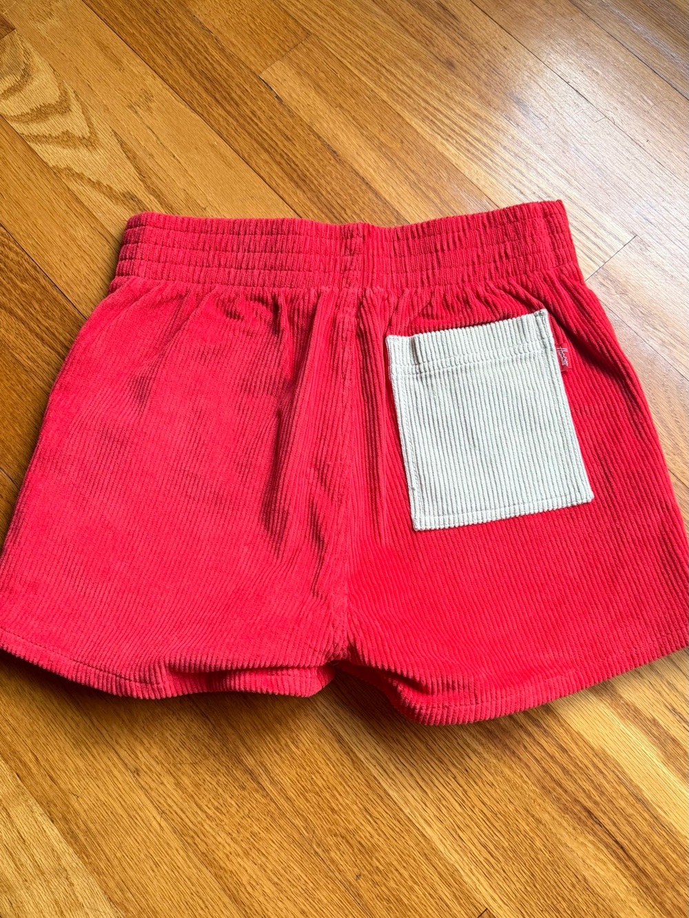Hammies High-Waist Two-Tone Corduroy Shorts - Red/Cream - Picture 2 of 3
